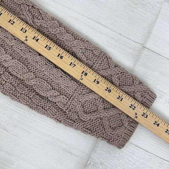 Aran Crafts Women XS Irish Wool Zip-Front Hooded Sweater Cardigan Tan Fisherman - Picture 11 of 13